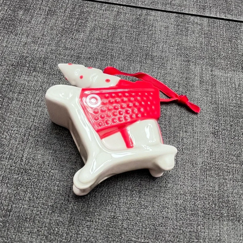 🆕 Target Wondershop Set of 2 Red & White Shopping Cart Christmas Tree Ornaments